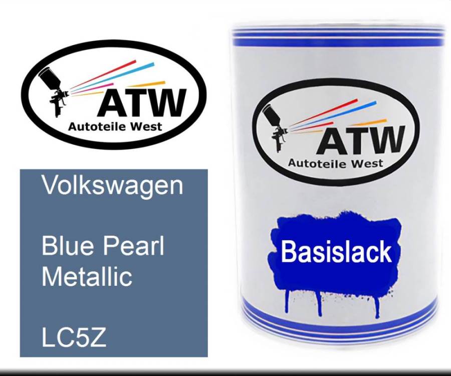 Volkswagen, Blue Pearl Metallic, LC5Z: 500ml Lackdose, von ATW Autoteile West.